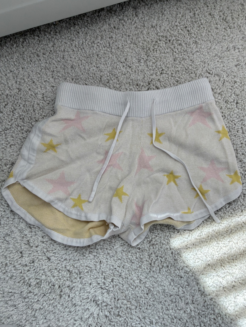 Fate White Star-Print Knit Lounge Shorts